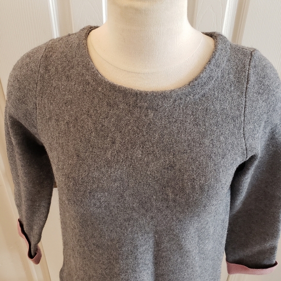 Nanette Lepore Gray Side Zip Sweater Pink Cuffs - Picture 2 of 8